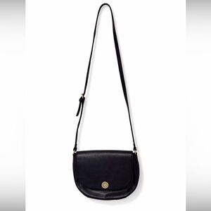 Anne Klein Black Crossbody Bag Gold Logo Minimal Classic Everyday Purse